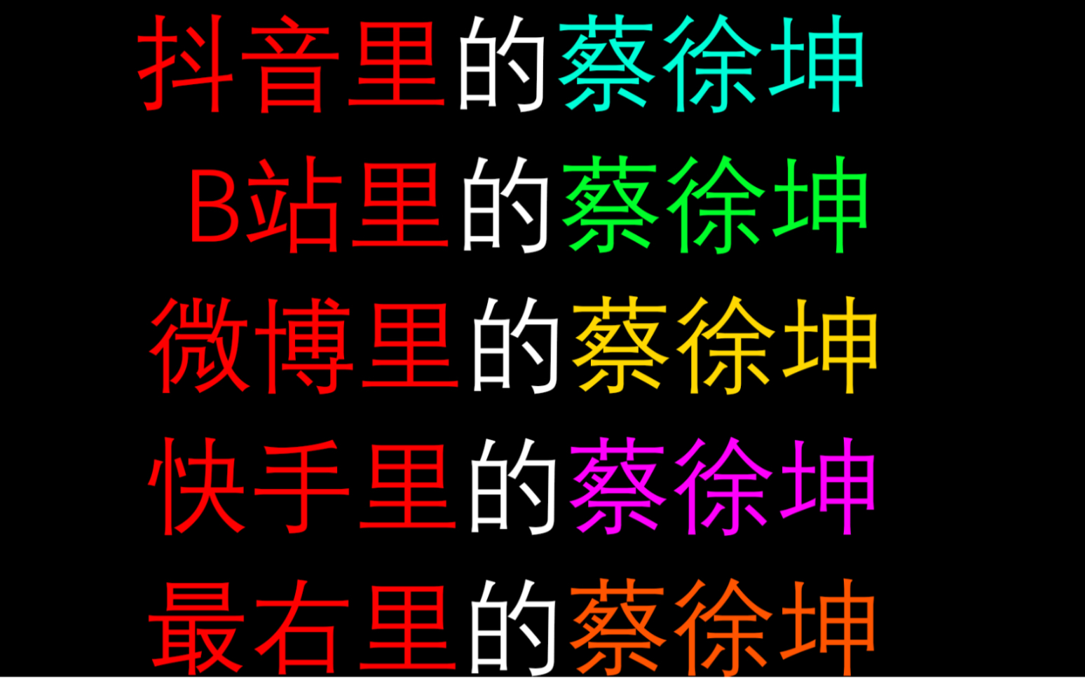 不同软件上的蔡徐坤有不一...