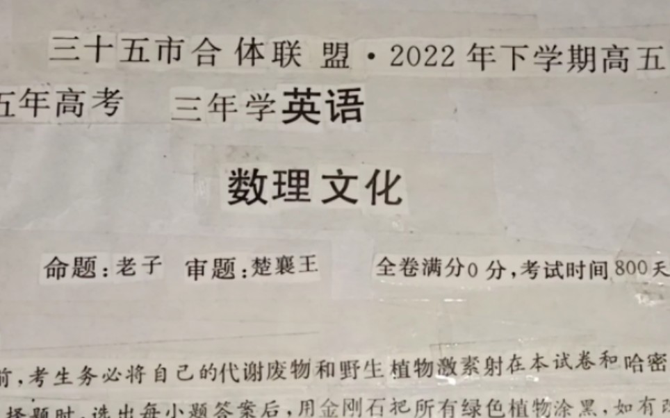 我将数十张试卷拼接成了一...